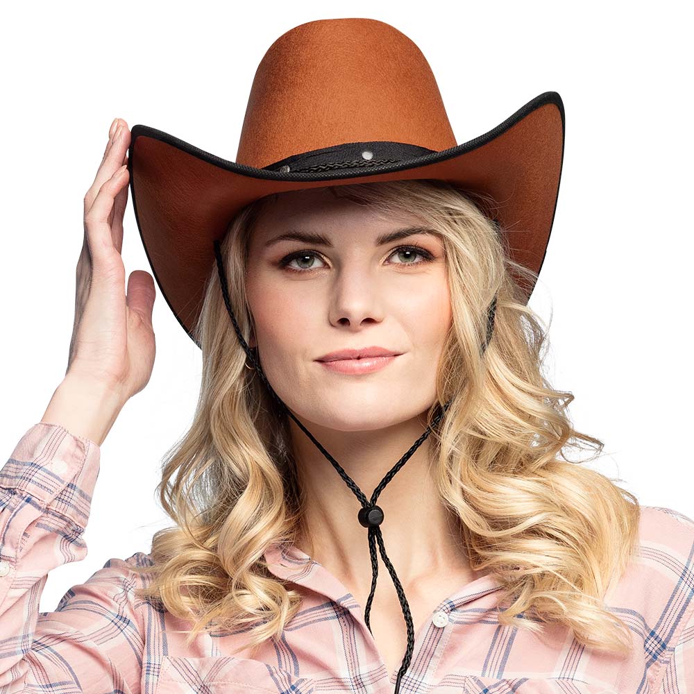 Chapeau Cowboy Marron avec Bandana Noir Ajustable
