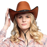 Chapeau Cowboy Marron avec Bandana Noir Ajustable