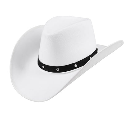 Chapeau Cowboy Blanc avec Bandeau Noir - Accessoire Western