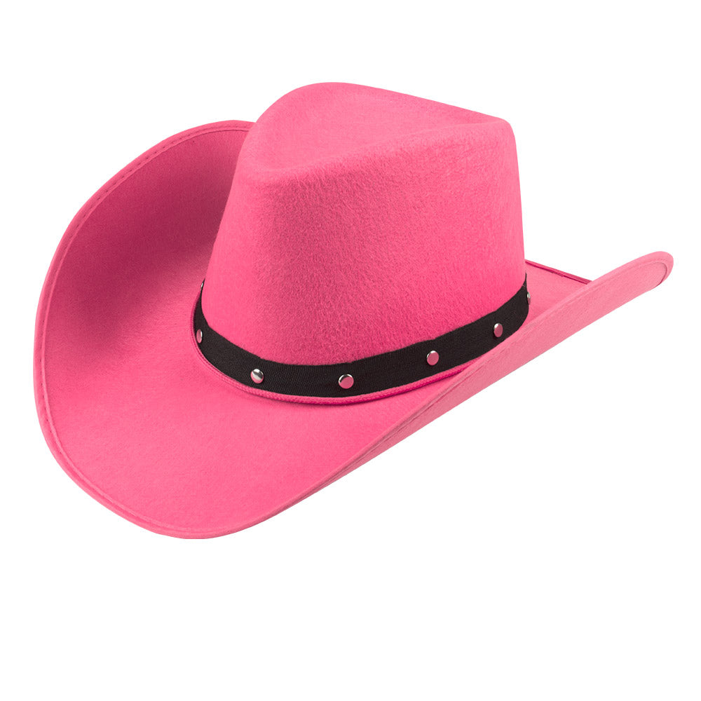 Chapeau Cowboy Rose Fuchsia Adulte avec Bandana