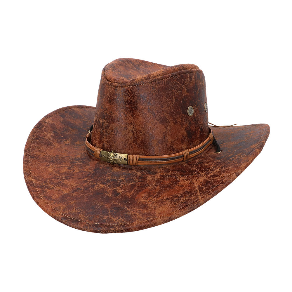 Chapeau Cowboy Cuir Marron - Style Western Vintage