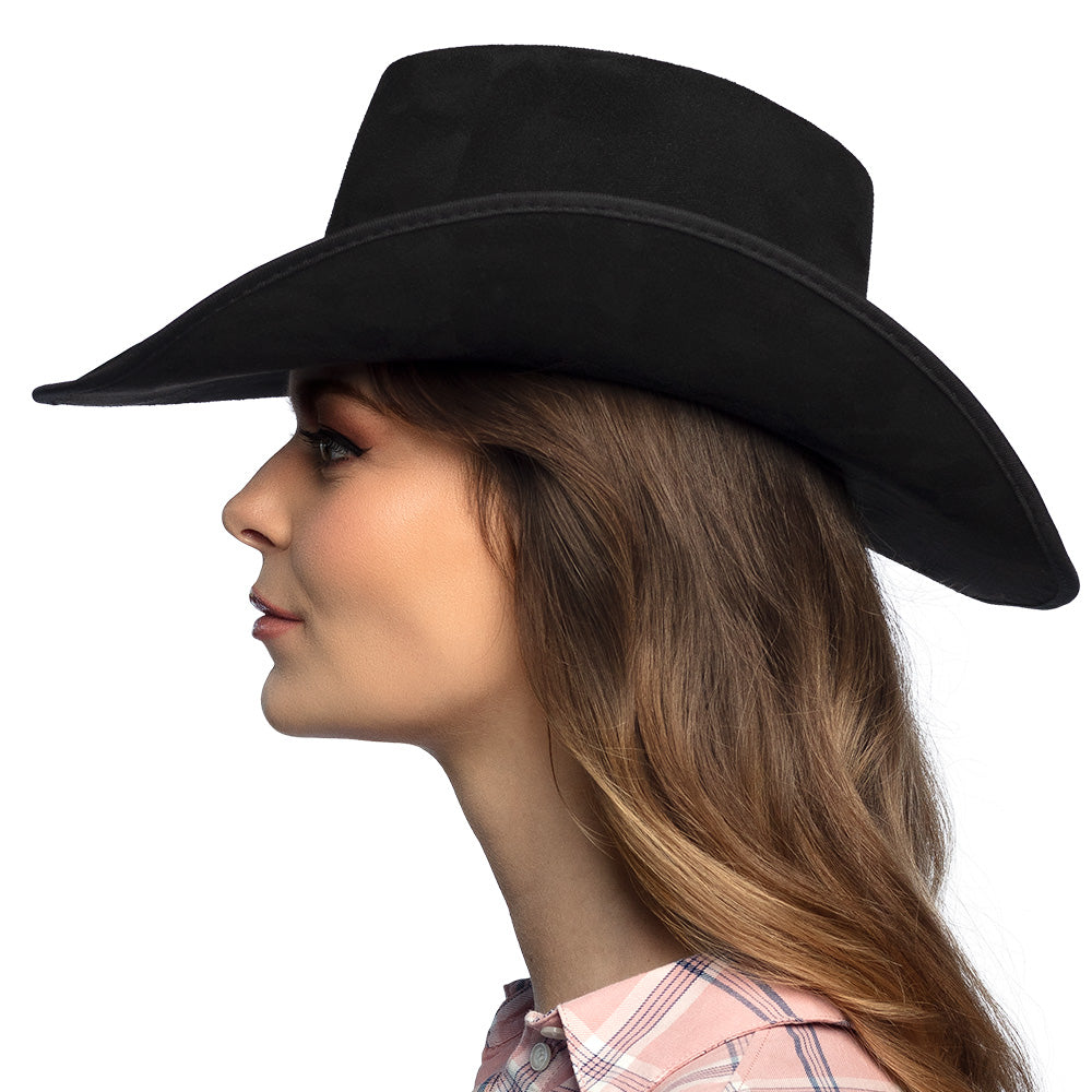 Chapeau Cowboy Noir avec Bande Ethnique et Crâne de Taureau