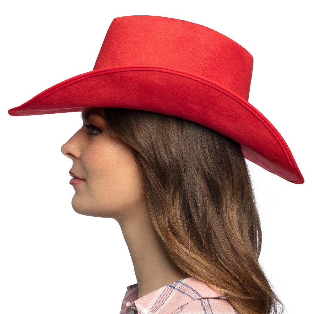 Chapeau Cow-boy Rouge Adulte avec Décoration Ethnique