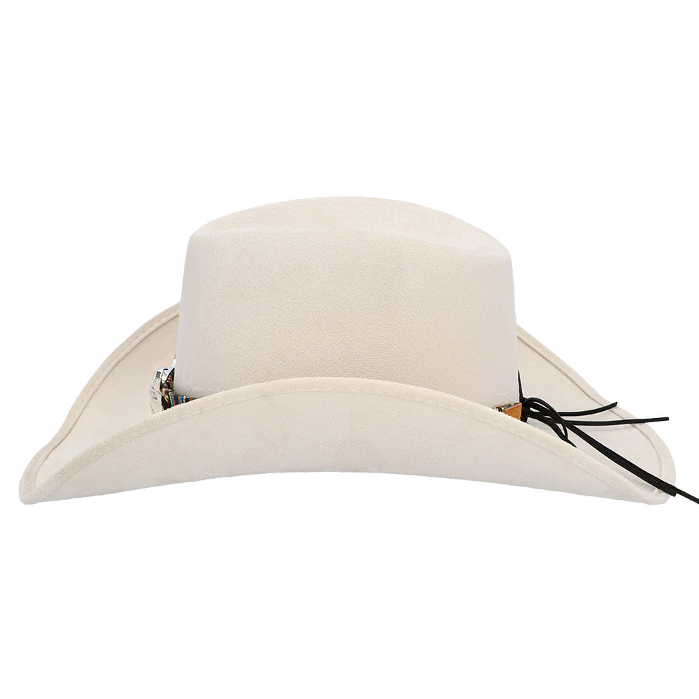 Chapeau Cowboy Blanc avec Bandeau Navajo et Crâne de Taureau