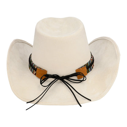 Chapeau Cowboy Blanc avec Bandeau Navajo et Crâne de Taureau