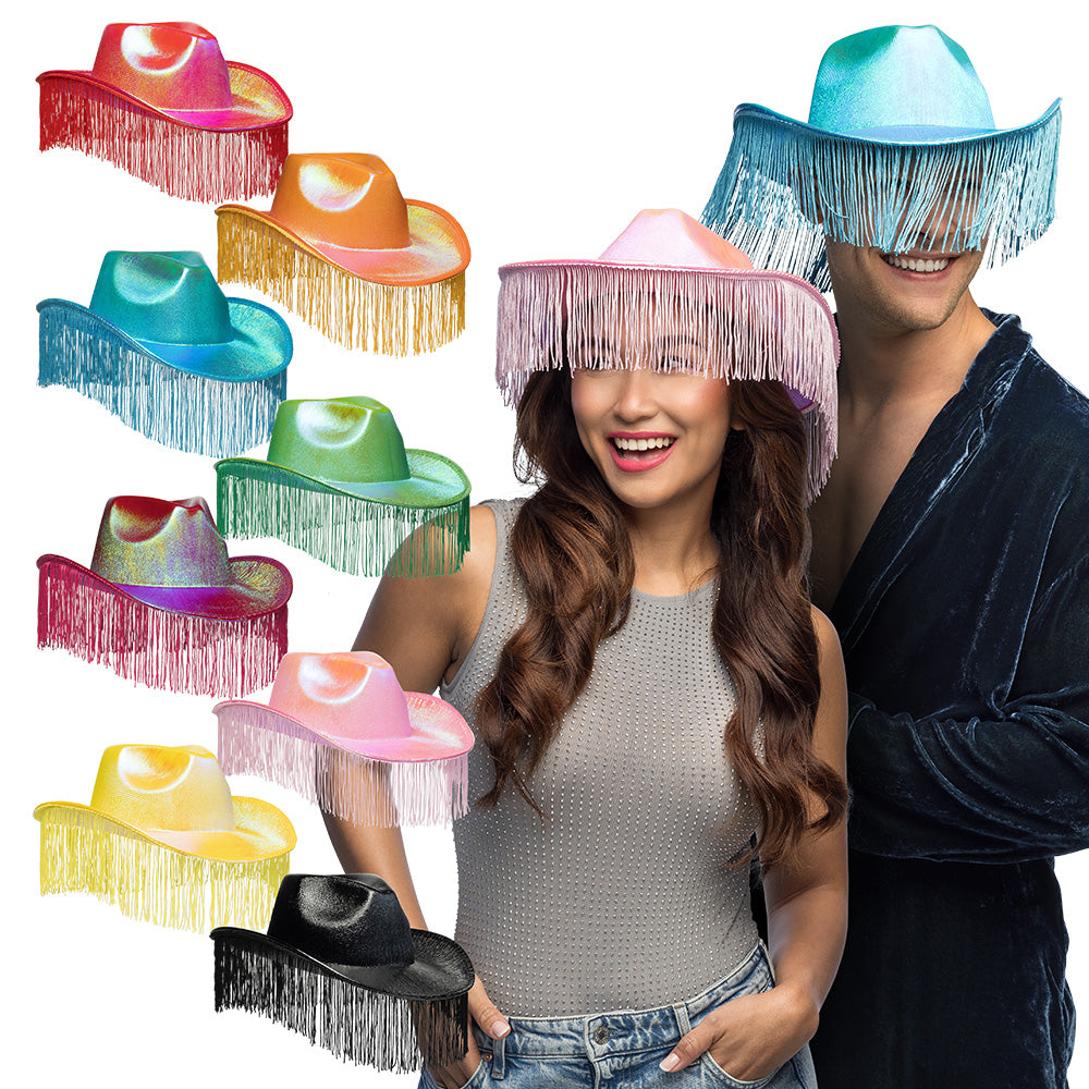 Chapeau Cowboy Frangé Métallisé Couleur - Accessoire Déguisement