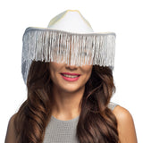 Chapeau Cowboy Blanc à Franges Irisées - Déguisement Festival