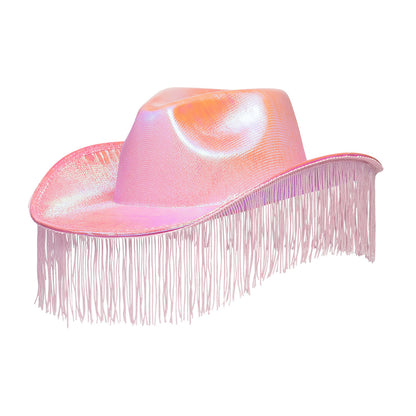 Chapeau Cowboy Rose Frangé Paillettes - Accessoire Déguisement