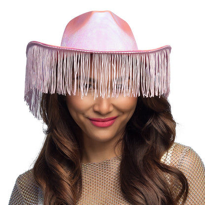 Chapeau Cowboy Rose Frangé Paillettes - Accessoire Déguisement