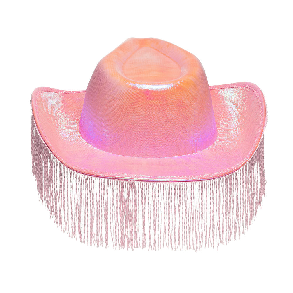 Chapeau Cowboy Rose Frangé Paillettes - Accessoire Déguisement
