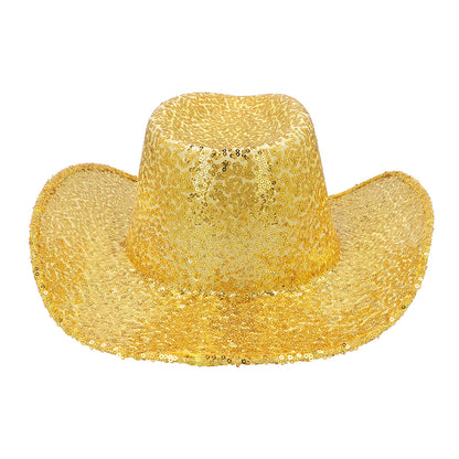 Chapeau Cowboy Paillettes Or - Accessoire Fête Disco & Années 70