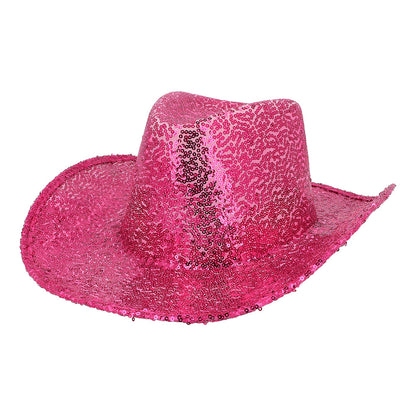 Chapeau Cowboy Rose Paillettes - Accessoire Déguisement Adulte