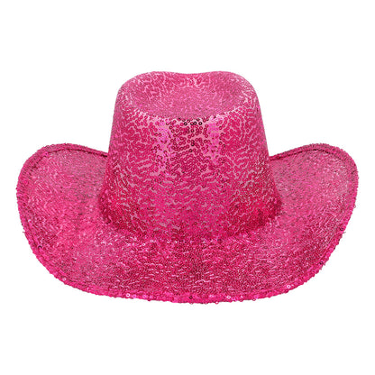 Chapeau Cowboy Rose Paillettes - Accessoire Déguisement Adulte