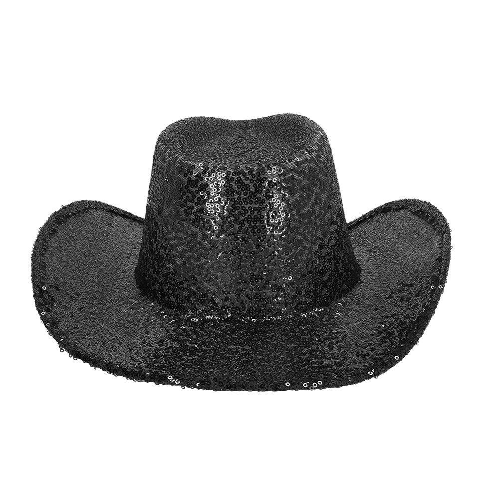 Chapeau Cowboy Paillettes Noir Adulte - Accessoire Déguisement