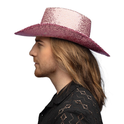 Chapeau Cowboy Paillettes Rose Fluo - Accessoire Déguisement
