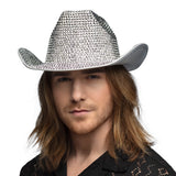 Chapeau Cowboy Paillettes Argent - Accessoire Soirée Disco