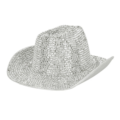 Chapeau Cowboy Paillettes Argent - Accessoire Soirée Disco