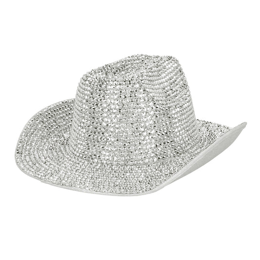 Chapeau Cowboy Paillettes Argent - Accessoire Soirée Disco