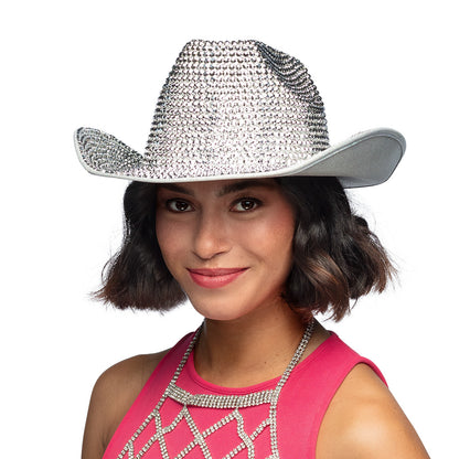 Chapeau Cowboy Paillettes Argent - Accessoire Soirée Disco