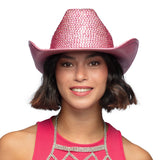 Chapeau Cowboy Paillettes Rose Fluo - Accessoire Fête Adulte