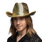 Chapeau Cow-boy Doré Paillettes - Accessoire Soirée à Thème