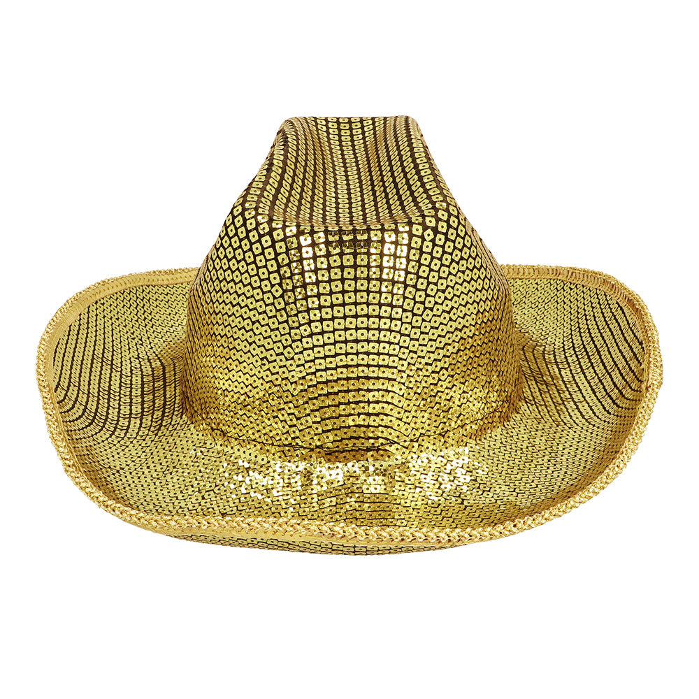 Chapeau Cow-boy Doré Paillettes - Accessoire Soirée à Thème
