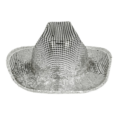 Chapeau Cowboy Paillettes Argent 58cm - Déguisement Festival