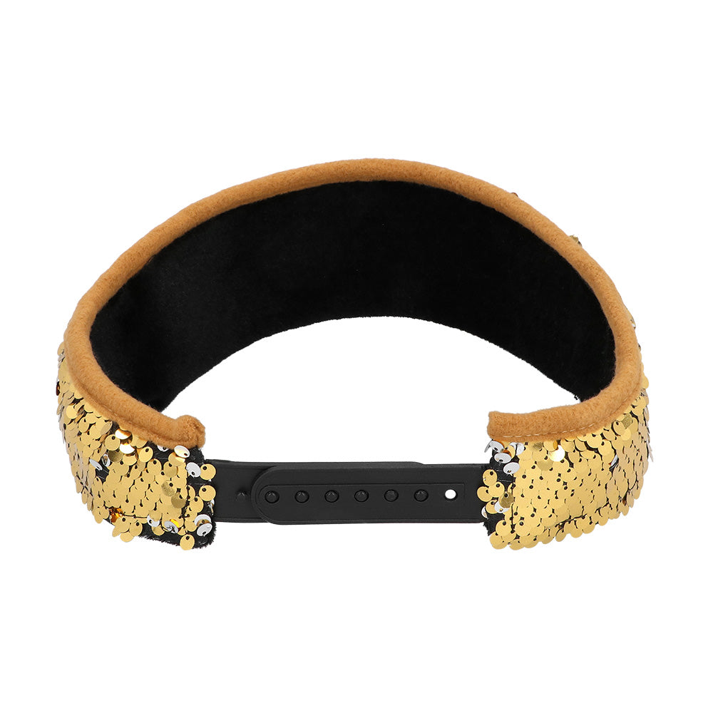 Visière Paillettes Or et Noir - Accessoire Disco Années 70