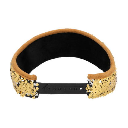 Visière Paillettes Or et Noir - Accessoire Disco Années 70