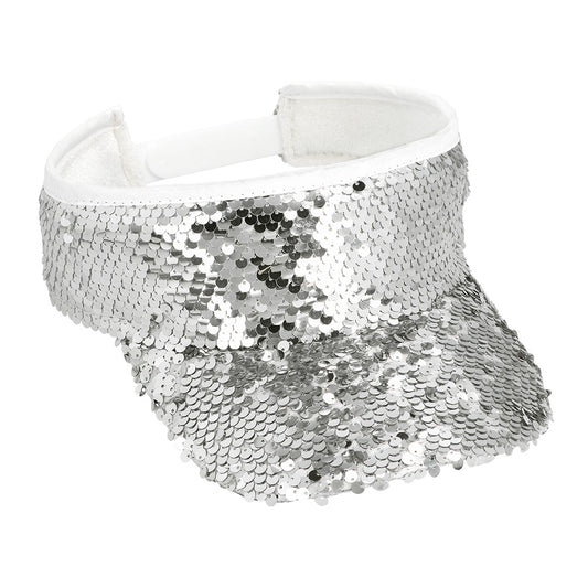 Visière Paillettes Argent - Accessoire Disco Brillant Adulte