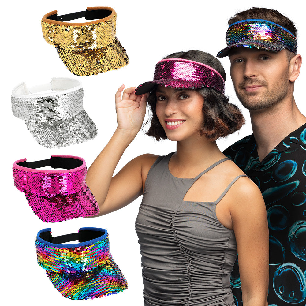 Visière Paillettes Arc-en-Ciel - Accessoire Disco Party Adulte