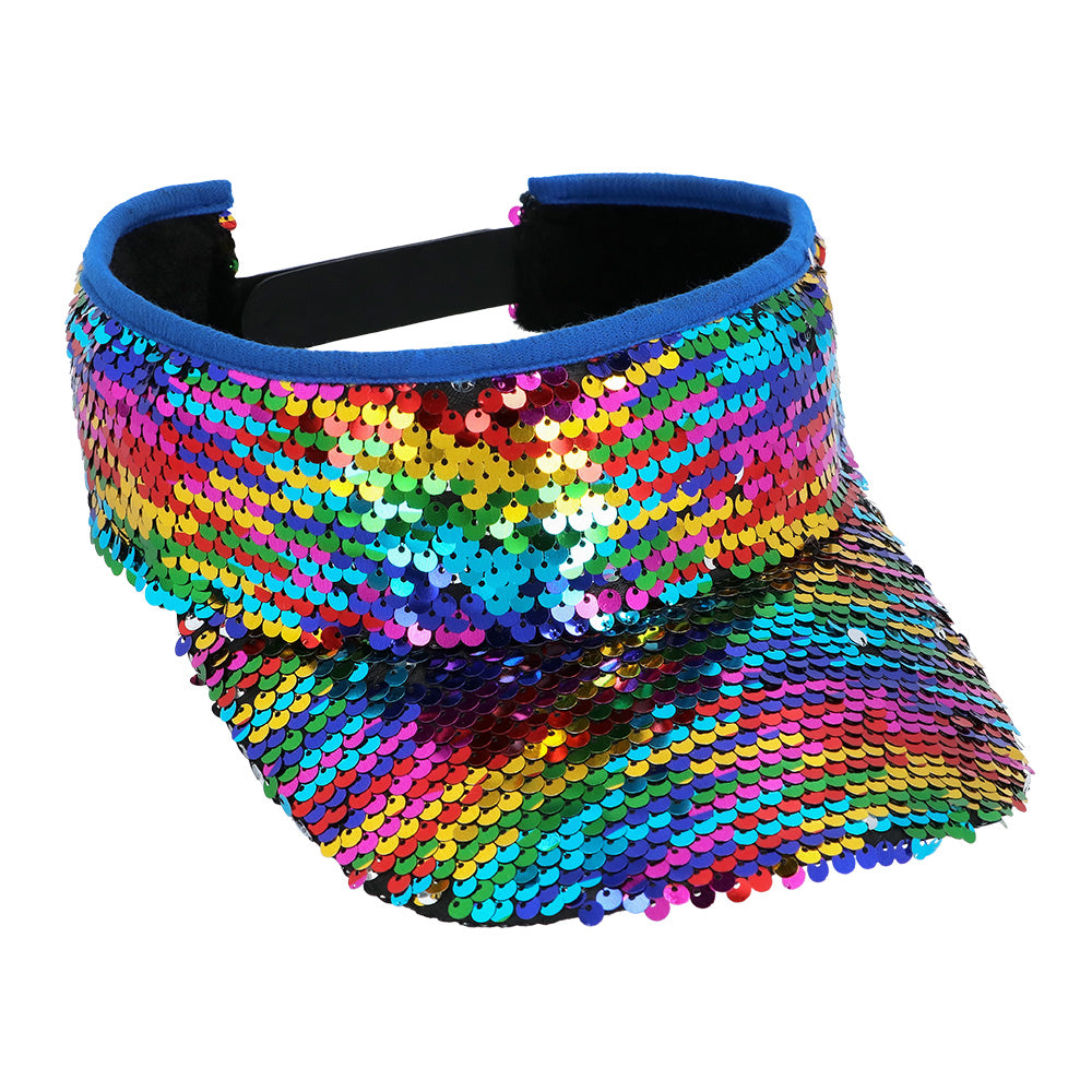 Visière Paillettes Arc-en-Ciel - Accessoire Disco Party Adulte