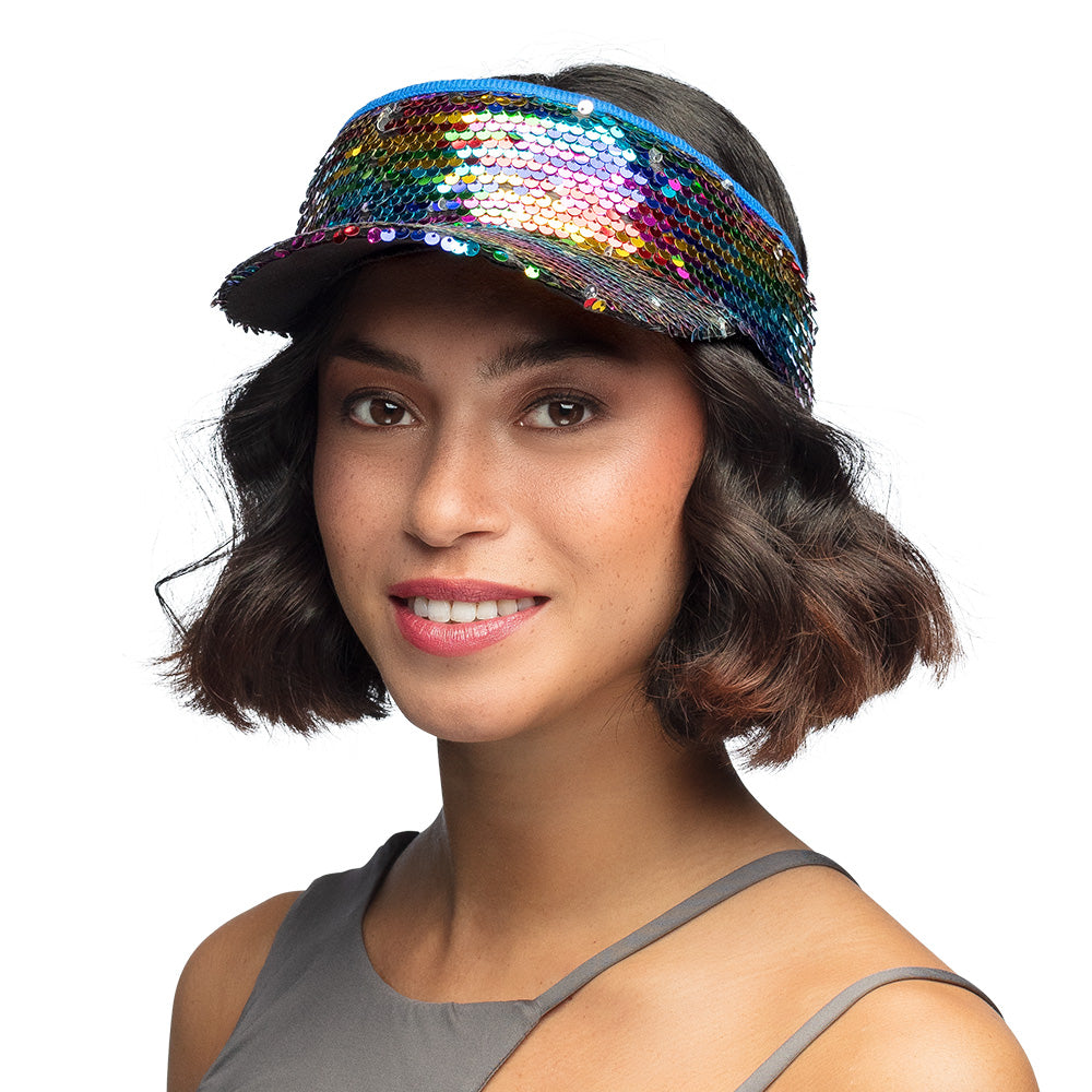 Visière Paillettes Arc-en-Ciel - Accessoire Disco Party Adulte