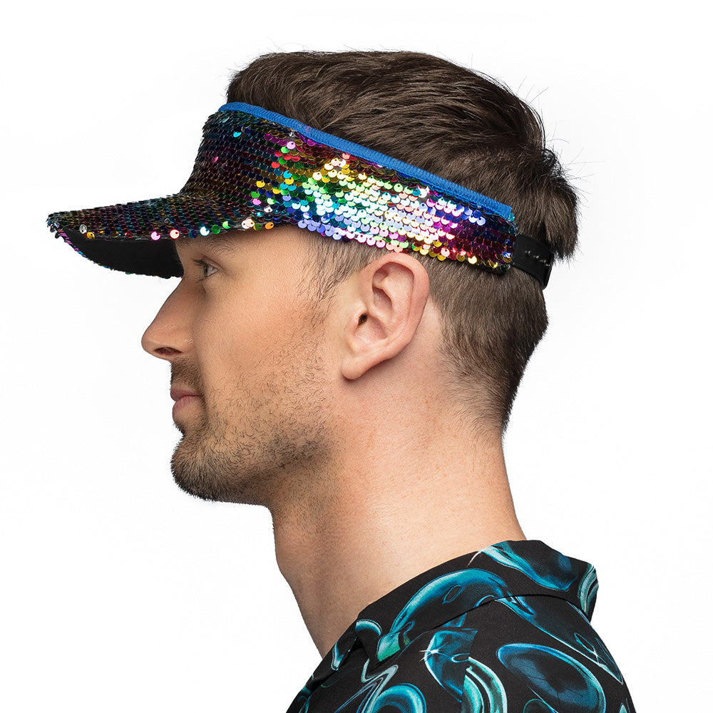 Visière Paillettes Arc-en-Ciel - Accessoire Disco Party Adulte