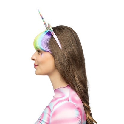 Serre-tête Licorne Paillettes Arc-en-ciel avec Cheveux
