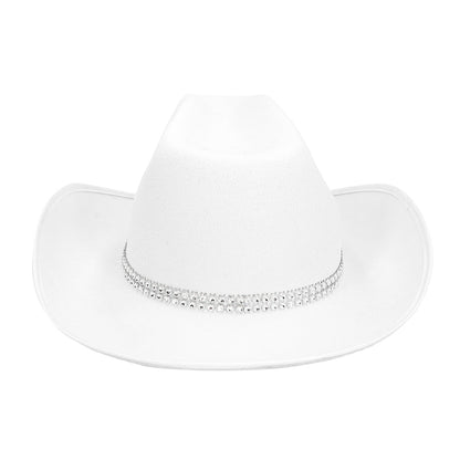 Chapeau Cowboy Blanc Pailleté avec Étoile - Accessoire de Fête