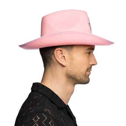 Chapeau Cowboy Rose Paillettes Étoile Adulte Festif