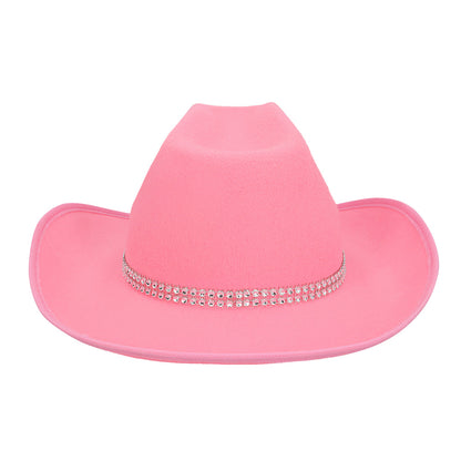 Chapeau Cowboy Rose Paillettes Étoile Adulte Festif