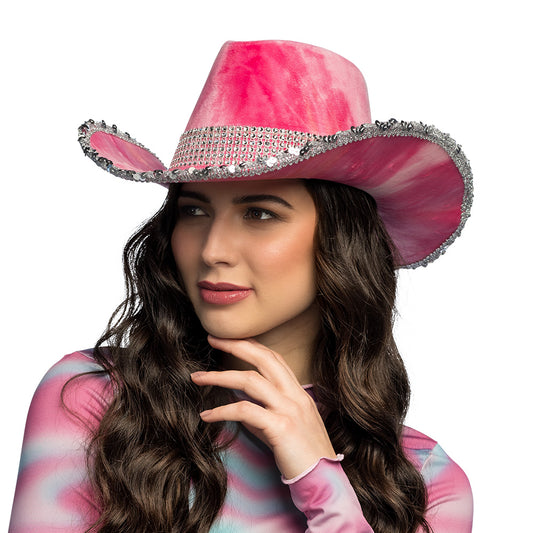 Chapeau Cowboy Rose Paillettes - Accessoire Déguisement Luxe