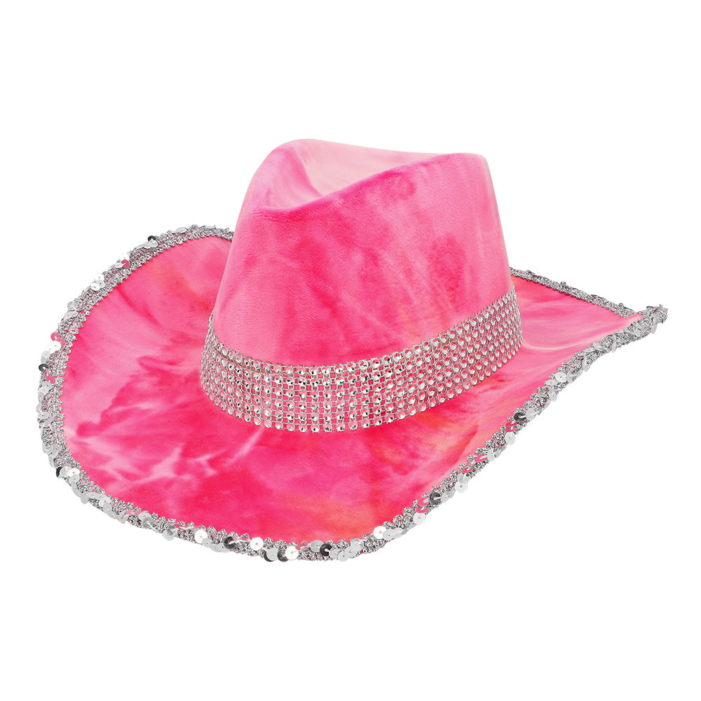 Chapeau Cowboy Rose Paillettes - Accessoire Déguisement Luxe