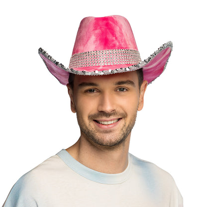 Chapeau Cowboy Rose Paillettes - Accessoire Déguisement Luxe
