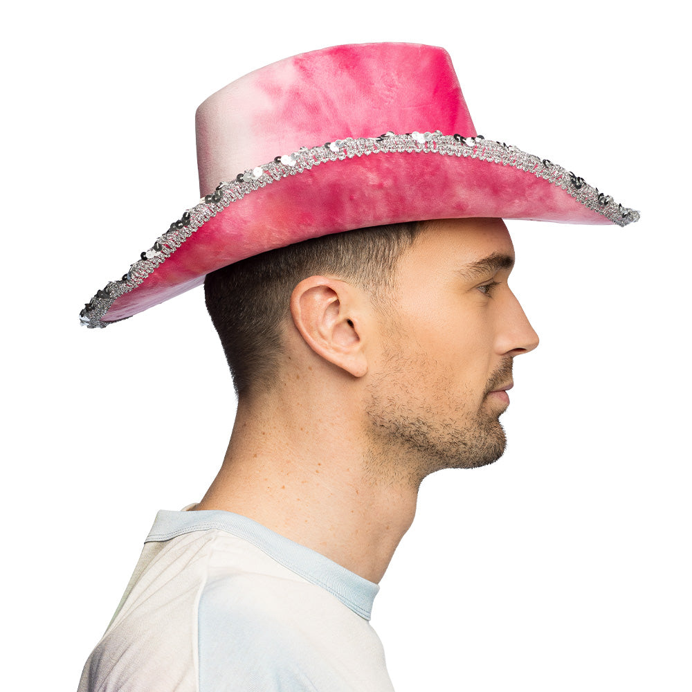Chapeau Cowboy Rose Paillettes - Accessoire Déguisement Luxe