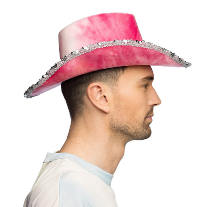 Chapeau Cowboy Rose Paillettes - Accessoire Déguisement Luxe