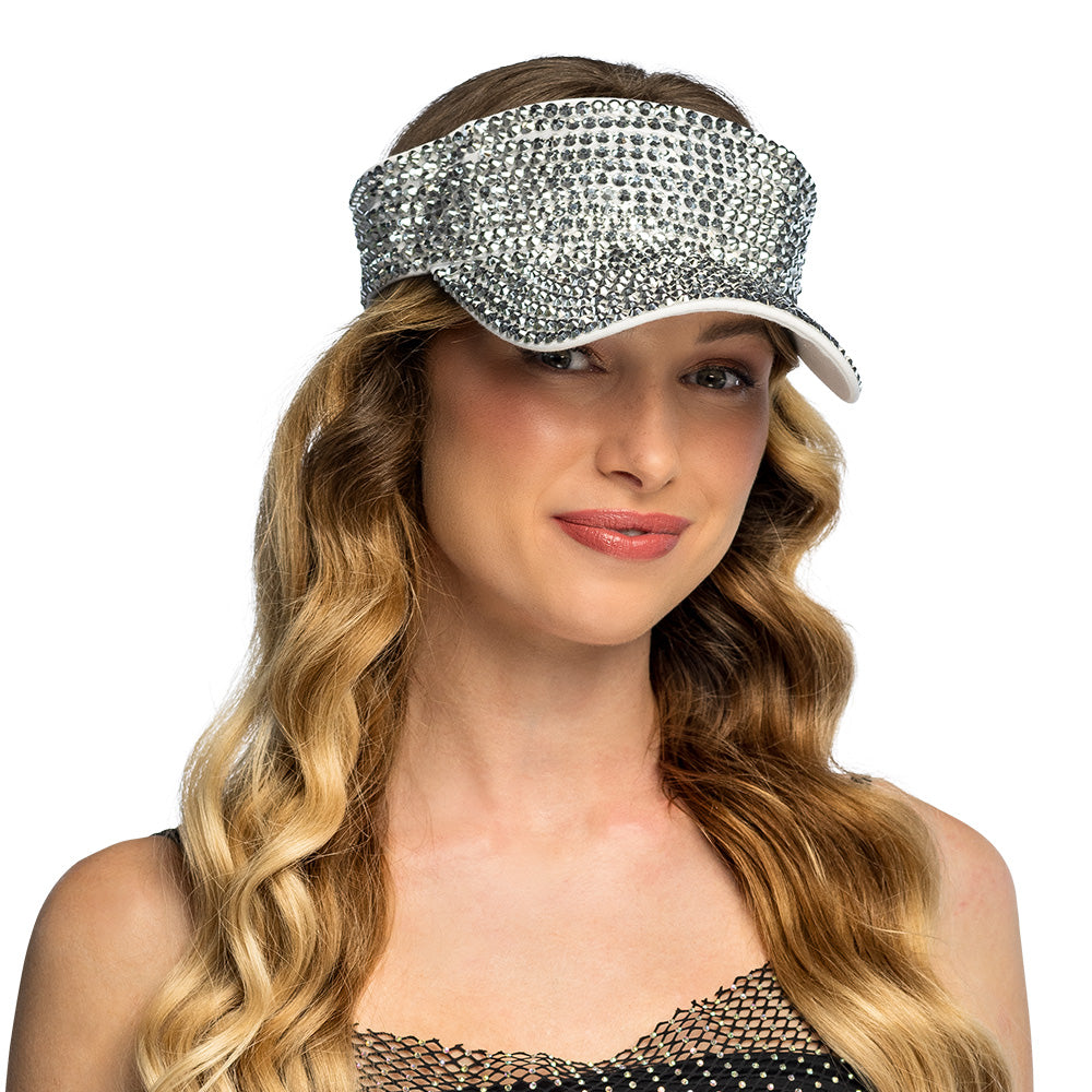 Visière à Paillettes Argentées - Accessoire Disco et Soirée Brillant