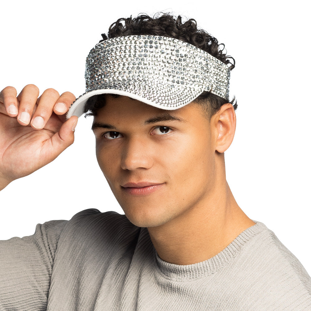 Visière à Paillettes Argentées - Accessoire Disco et Soirée Brillant
