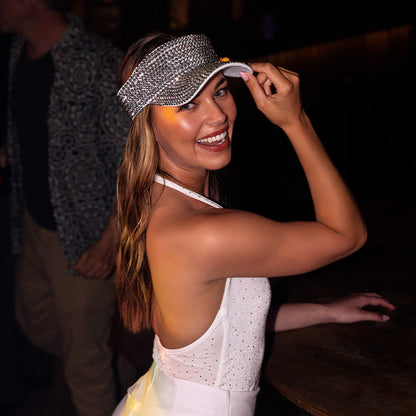 Visière à Paillettes Argentées - Accessoire Disco et Soirée Brillant