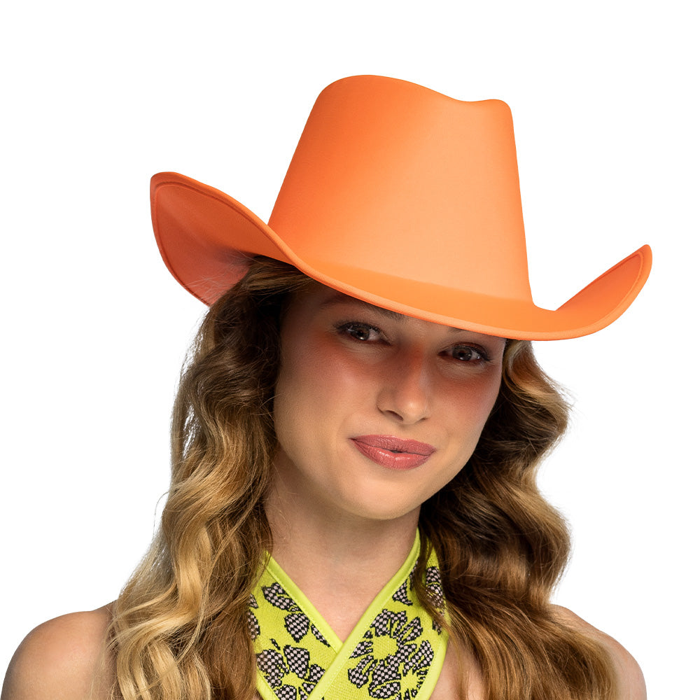 Chapeau Cowboy Fluorescent Orange UV Blacklight