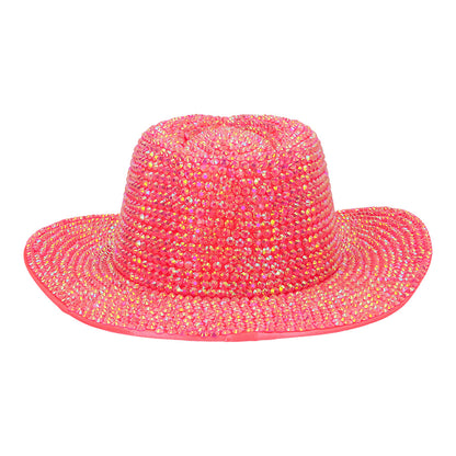 Chapeau Cow-Boy Sequins Rose Fluo Adulte UV Blacklight