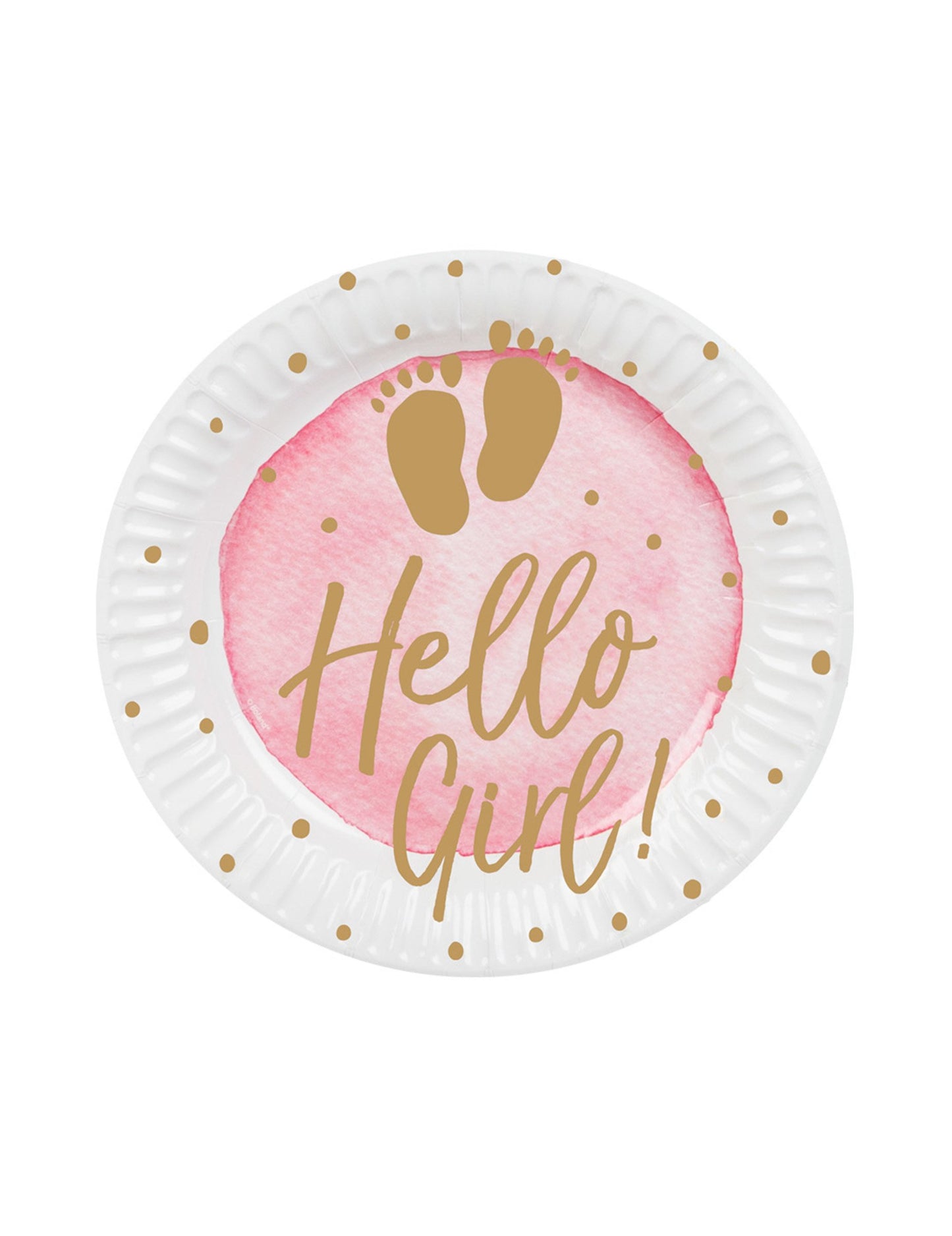 10 Assiettes en carton Hello Girl rose et or 23 cm