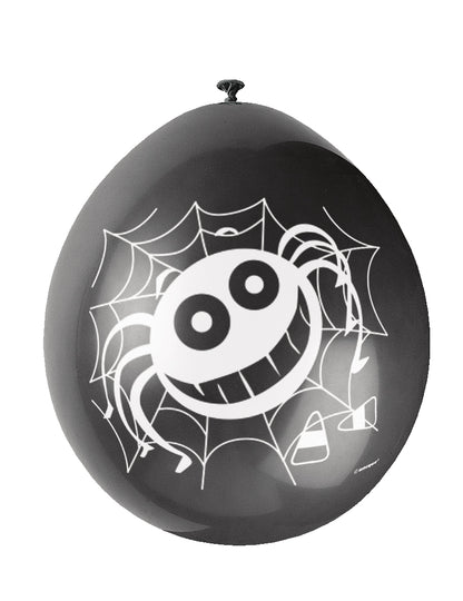 10 Ballons en latex araignées noir et orange 23 cm
